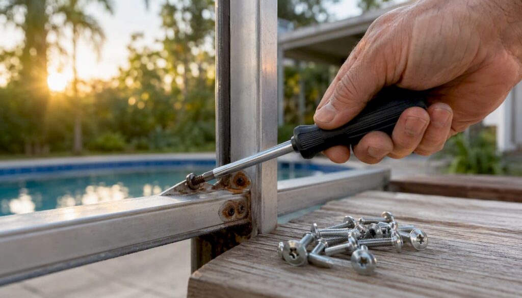 Replacing rusty fasteners with stainless steel ones