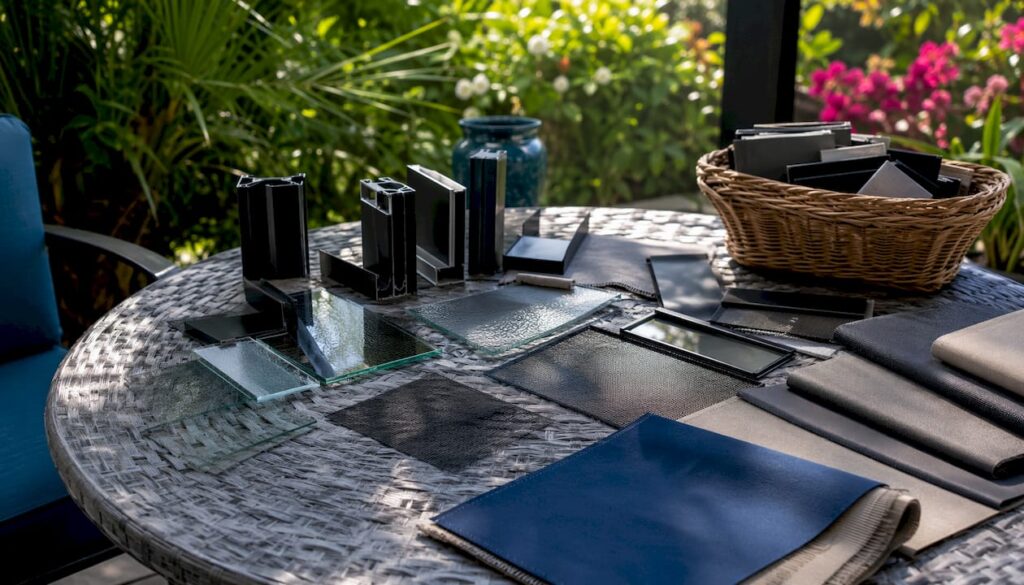 Variety of pool enclosure materials samples