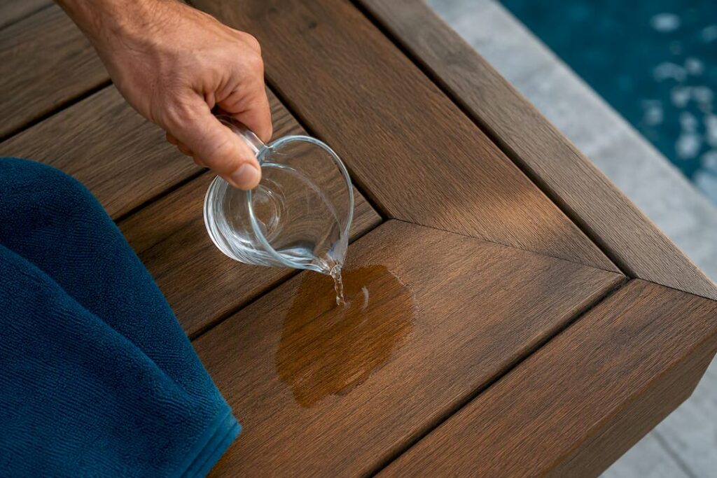 Water bead test on finished deck