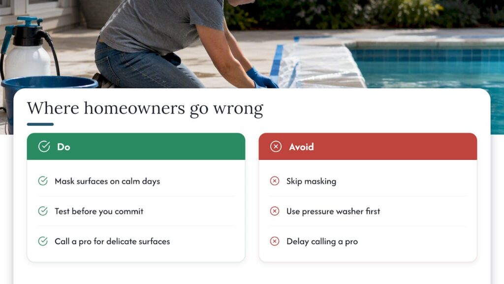 Where Homeowners Usually Go Wrong with Overspray — overview diagram